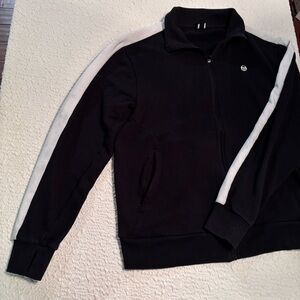 Sergio Tacchini XXL Black Zip Up Track Jacket Retro Sportswear